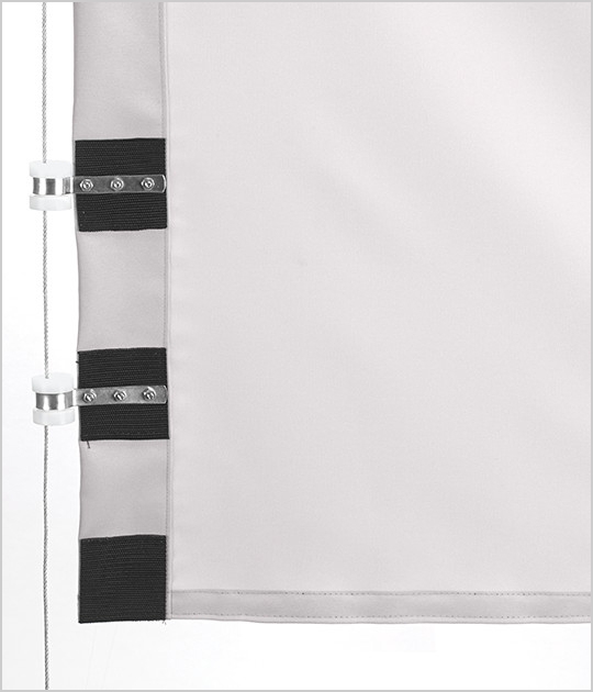 The side of a curtain with a cable guide