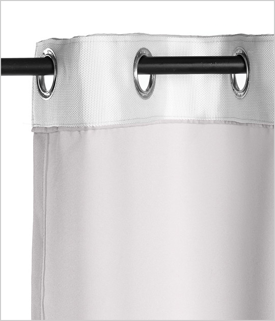 A curtain top finish with metal grommets
