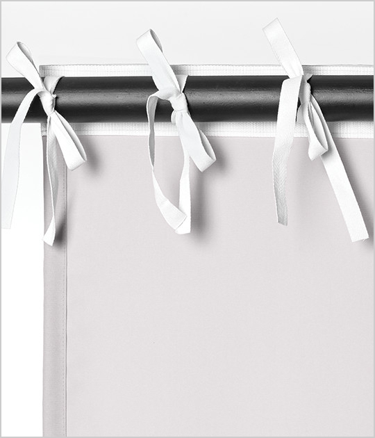 A curtain with sewn ties
