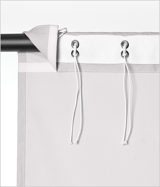 Curtain corner detail with grommets