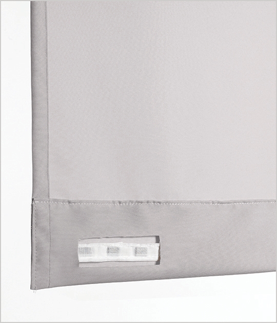Hem tape on a curtain