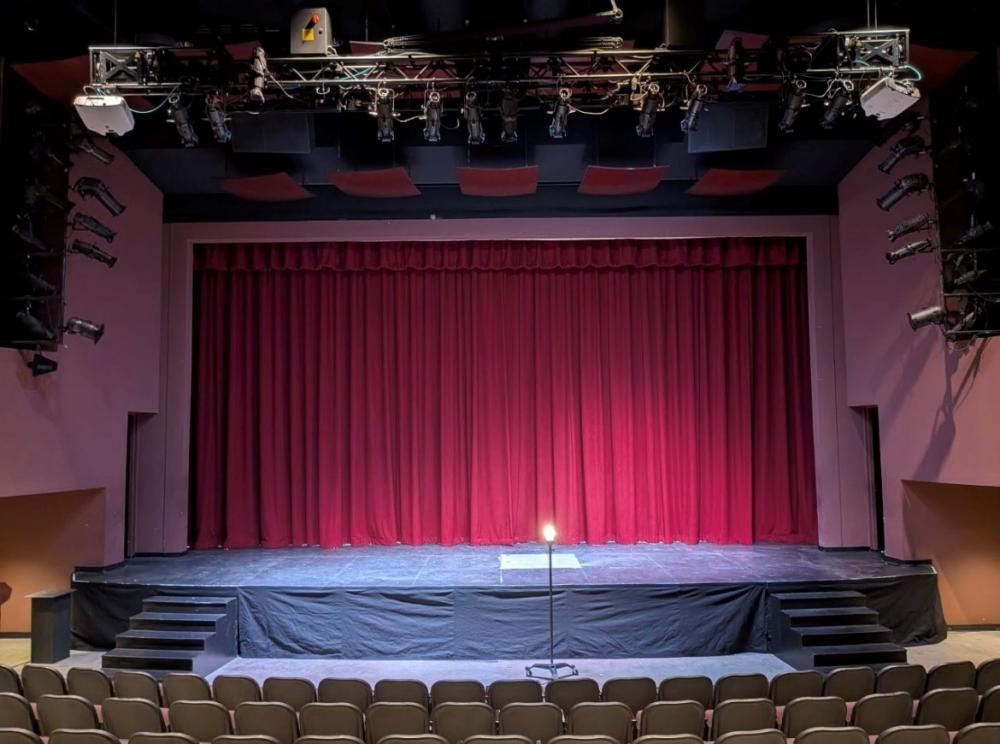 Westridge School auditorium stage and curtains