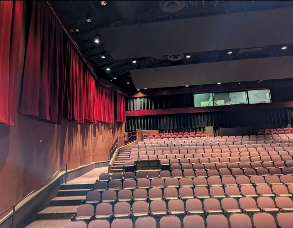 Westridge School auditorium curtain installation
