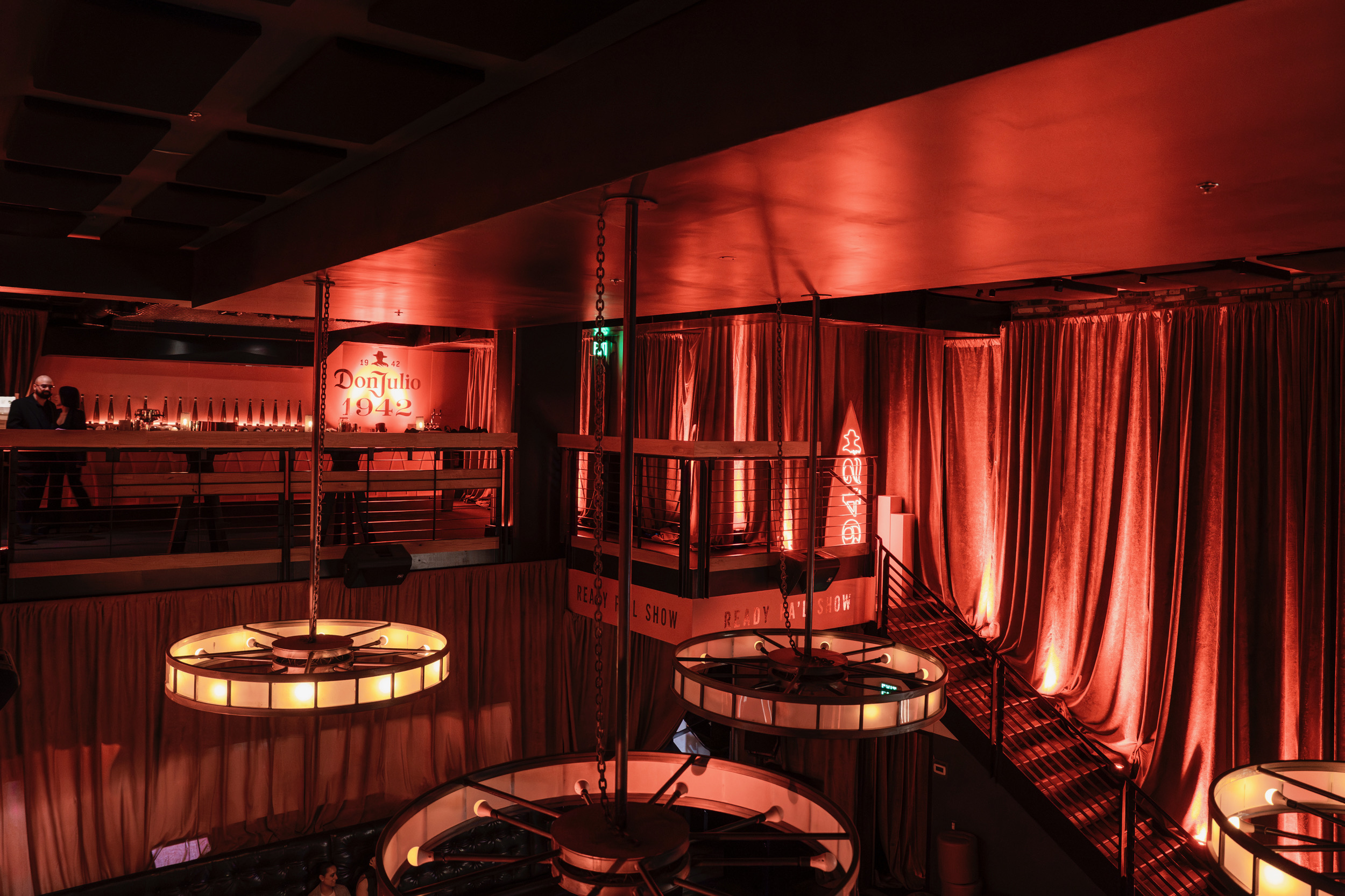 Red drapery installation at a Don Julio experiential event in Southern California