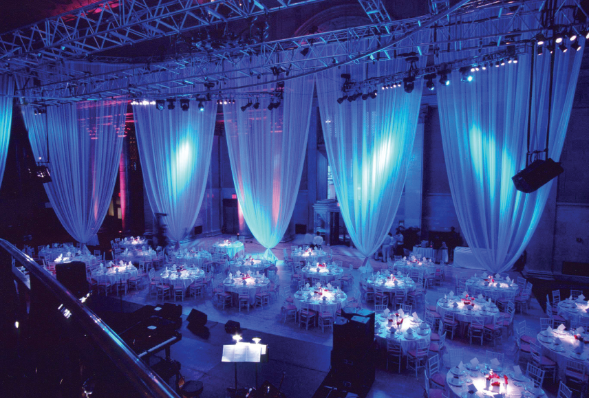 Event drapery installation in Southern California
